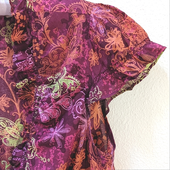 DKNY Jeans Y2k/2000s short cardigan floral tie dye print EUC size Medium - Picture 3 of 7